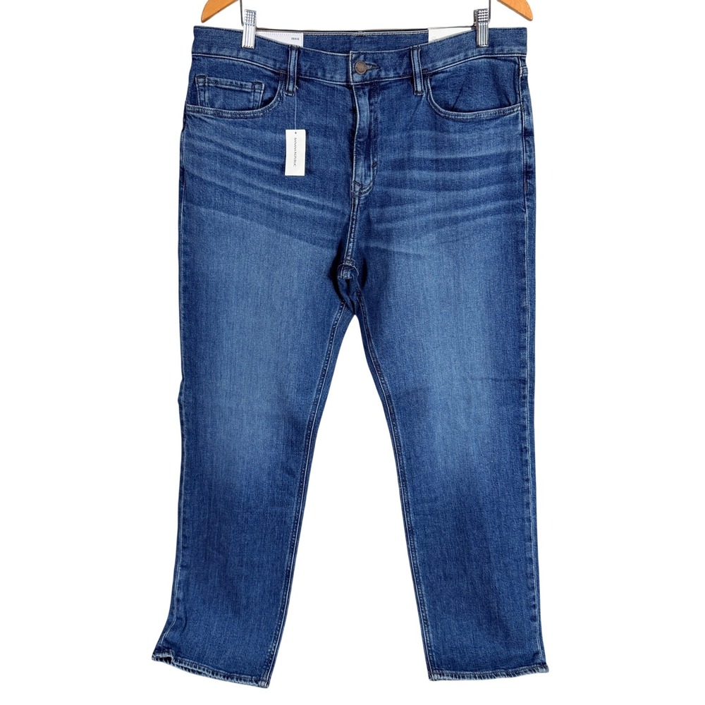 Banana Republic Straight Fit Jeans Mens 36x32 Blue Mid Rise Organic Cotton $129